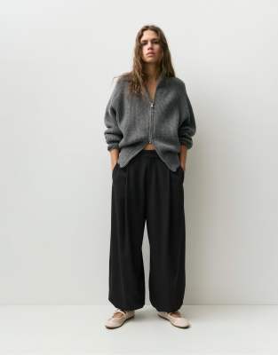 Pull & Bear - Pantalon bouffant à pinces - Noir 42
