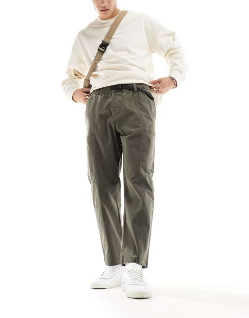 Pull&amp;Bear - Pantalon cargo avec empiècement contrastant et ceinture ...