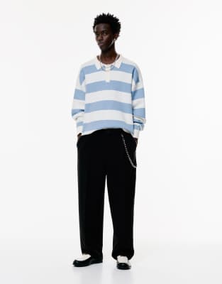 Pull & Bear - Pantalon chino à pinces - Noir