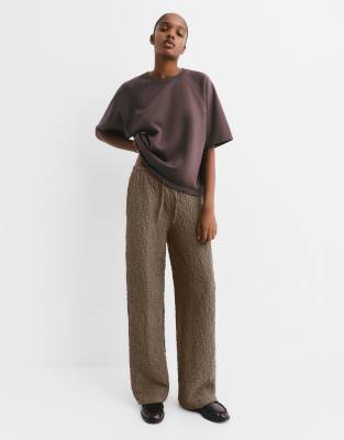 Pantalon de jogging ample effet froiss - Ocre - Pull & bear - Modalova
