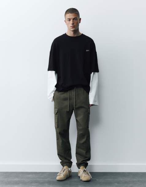 Pull&Bear pantalon de jogging cargo kaki clair - view 1