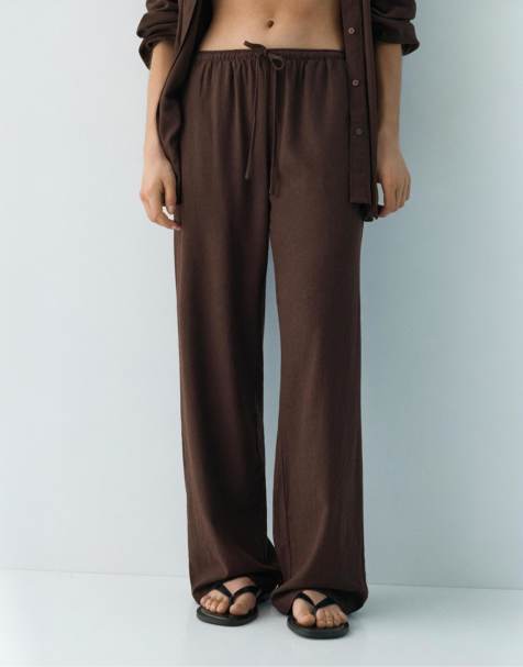 Pull&Bear - Pantalon de jogging en lin mélangé - Marron - view 1