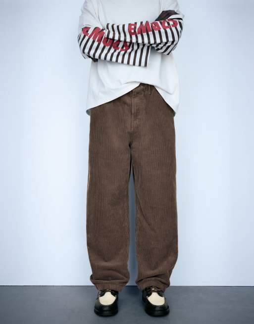 Pull&Bear pantalon de jogging en velours côtelé marron, 4 de 7