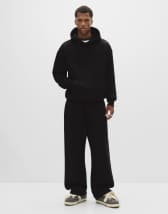 Topman pleated wide leg pants in black pinstripes