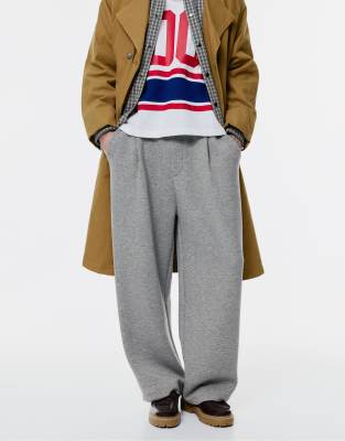 Pull & Bear - Pantalon de survêtement coupe bouffante à pinces - Gris chiné