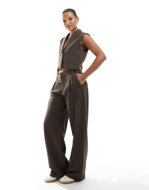 Pull&Bear - Pantalon d'ensemble ample et ajusté - Marron - view 1