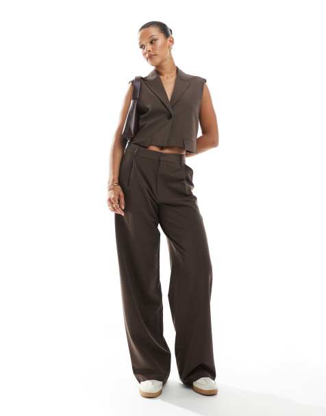 Pull&Bear - Pantalon d'ensemble ample et ajusté - Marron - view 1