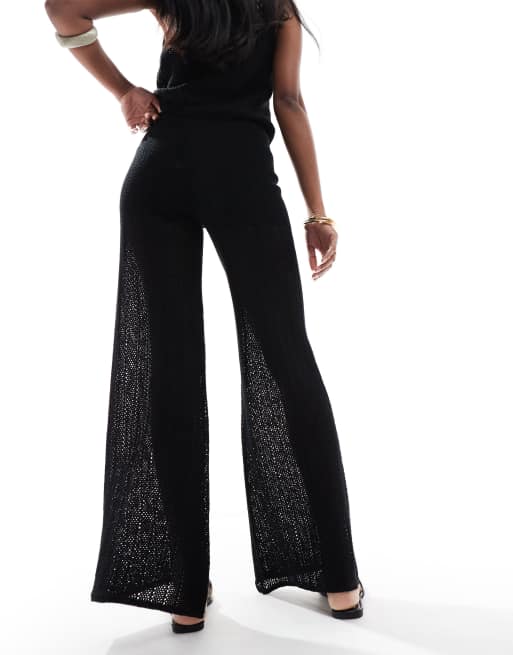 Pull&Bear - Pantalon d'ensemble en crochet - Noir, 4 de 5