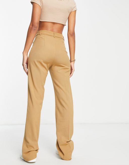 Pantalon taille haute discount camel