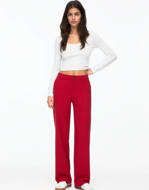 Pull&Bear - Pantalon droit ajusté - Rouge - view 1