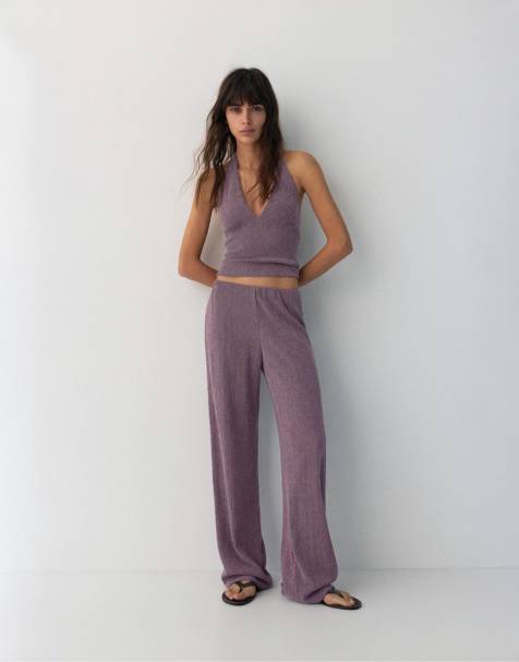Pull&Bear - Pantalon droit en crépon - Lilas - view 1