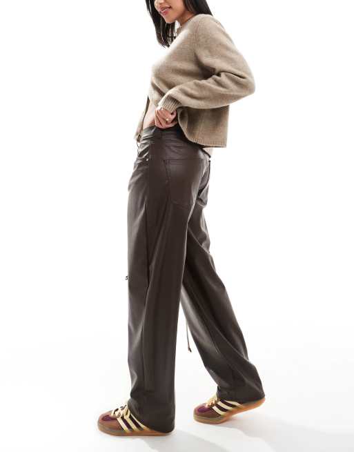 Pull&Bear - Pantalon droit en similicuir - Marron, 2 de 5