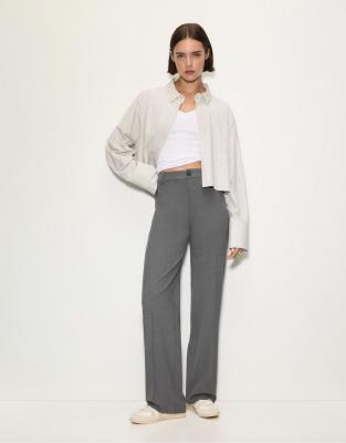 Pull & Bear - Pantalon droit habillé à taille haute - Gris 42