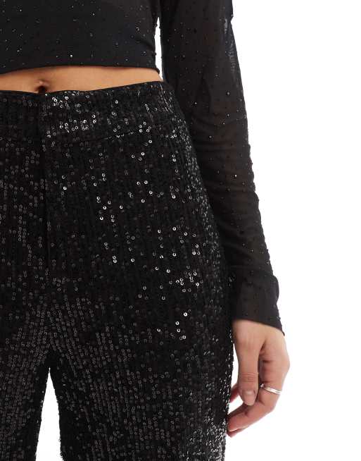 Pull&Bear - Pantalon droit orné de sequins - Noir, 5 de 5
