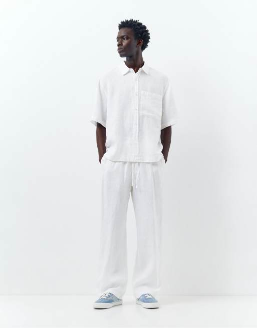 Pull&Bear - Pantalon en 100 % lin - Blanc, 2 de 4