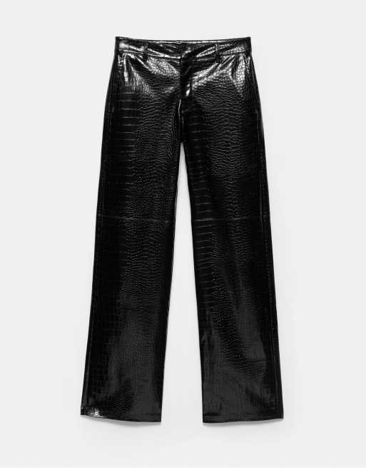 Pull&Bear pantalon en cuir effet crocodile noir, 5 de 7