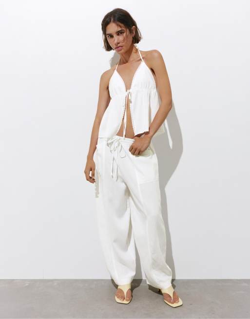 Pull&Bear - Ensemble en lin - Blanc, 2 de 3