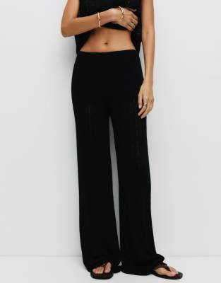 Pull & Bear - Pantalon en maille fine - Noir