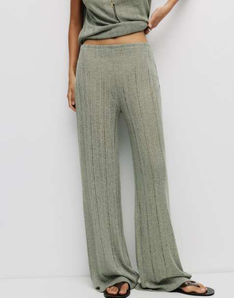Pull&Bear - Pantalon en maille fine - Vert - view 1