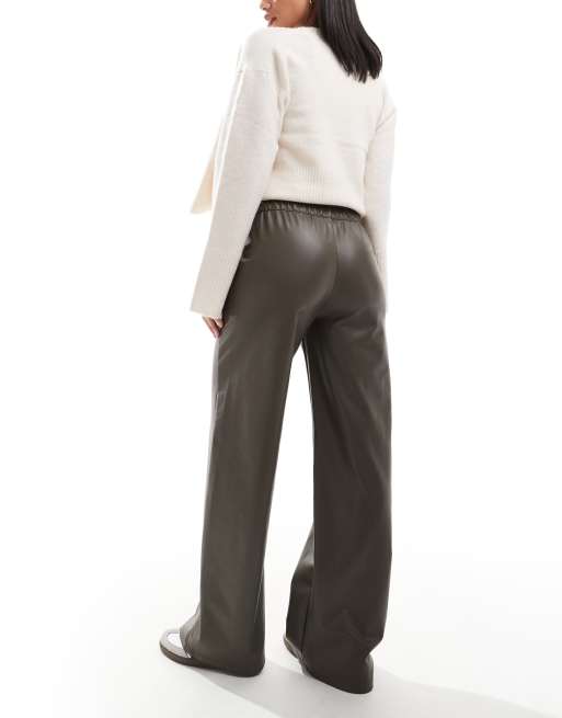 Pull&Bear - Pantalon en similicuir à enfiler - Gris, 3 de 5
