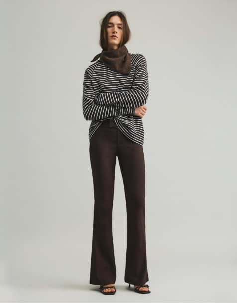 Pull&Bear - Pantalon évasé à taille mi-haute - Marron - view 1
