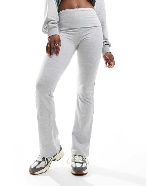 Pull&Bear - Pantalon évasé en jersey avec rabat - Gris clair - view 1