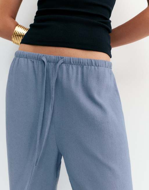 Pull&Bear - Pantalon fluide en lin et viscose mélangés - Bleu, 4 de 7