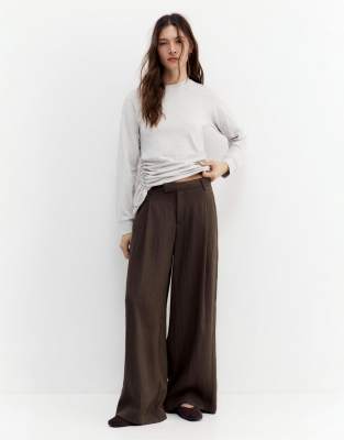 Pull & Bear - Pantalon habillé à pinces - Marron-Brown 38