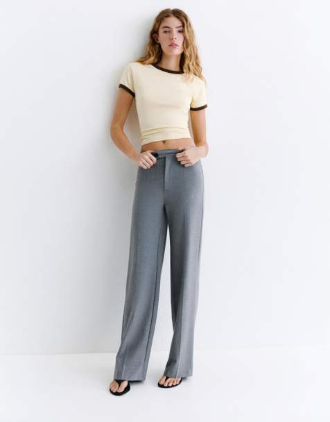 Pull&Bear - Pantalon habillé à taille haute - Gris - view 1