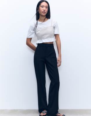 Pull & Bear - Pantalon habillé avec coutures apparentes - Noir