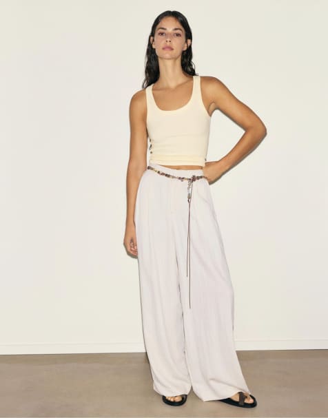Pull&Bear - Pantalon habillé avec taille élastique - Beige - view 1