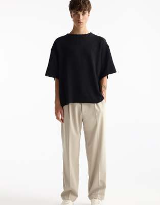 Pantalon habill large - Beige - Pull & bear - Modalova