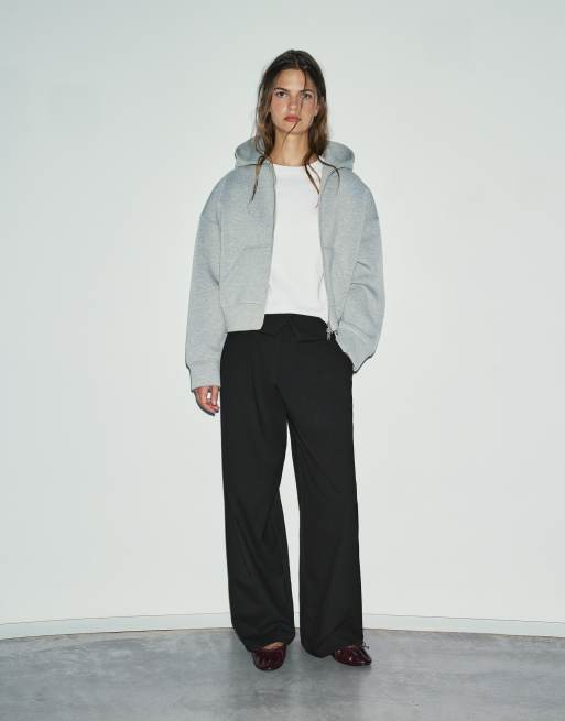 Pull&Bear pantalon large à taille retroussée noir, 2 de 6