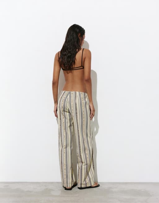 Pull&Bear - Pantalon large avec rayures à sequins - Marron, 4 de 4