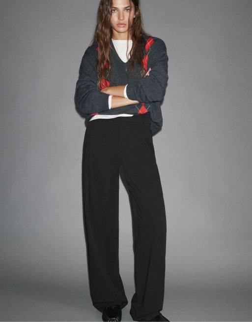 Pull&Bear pantalon large de tailleur à pinces noir, 5 de 7