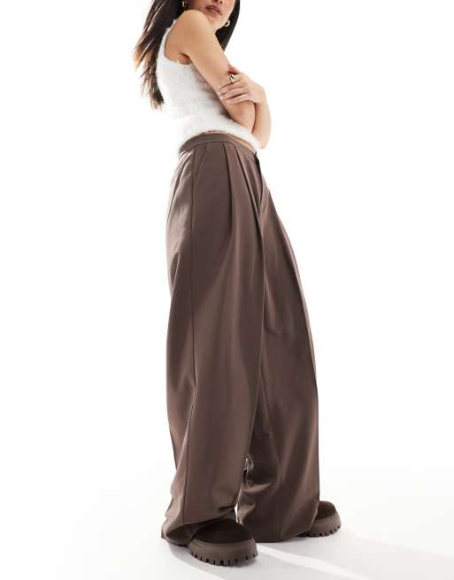 Pull&Bear - Pantalon large habillé à pinces - Marron, 3 de 5