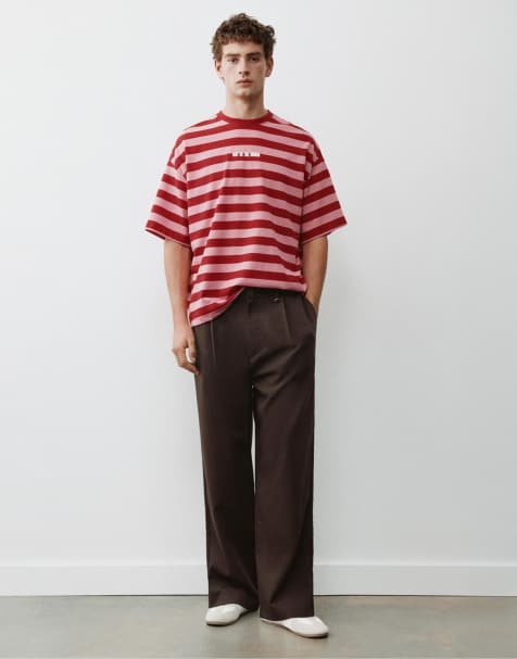 Pull&Bear pantalon met coupenaden in bruin - view 1
