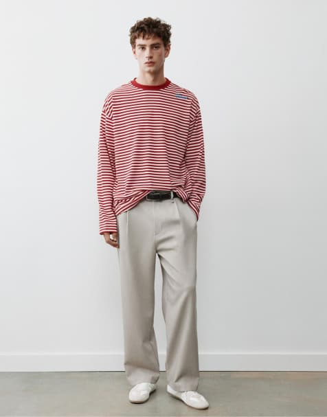 Pull&Bear pantalon met coupenaden in stone - view 1