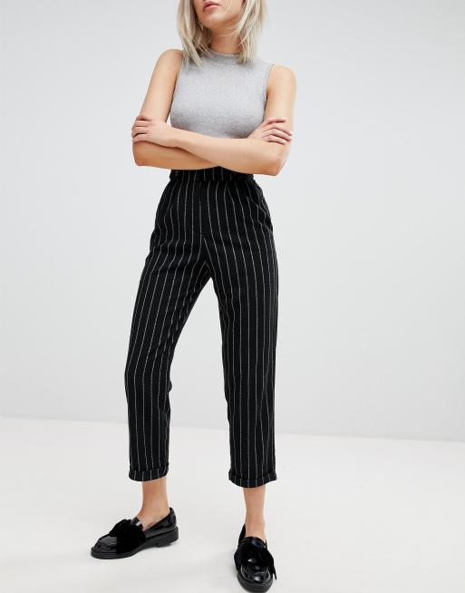 Pull Bear Pantalon taille haute rayures