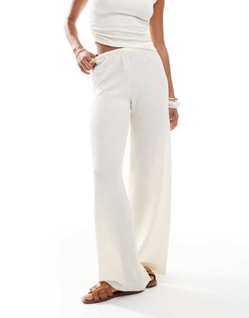 Pull&Bear - Pantalon texturé ample d'ensemble - Écru