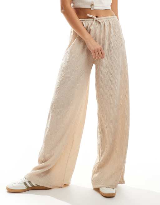Pull&Bear - Pantalon texturé ample - Écru