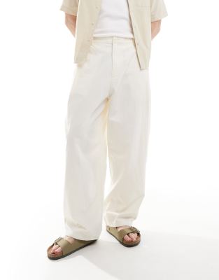 Pantalon textur effet froiss - cru - Pull & bear - Modalova