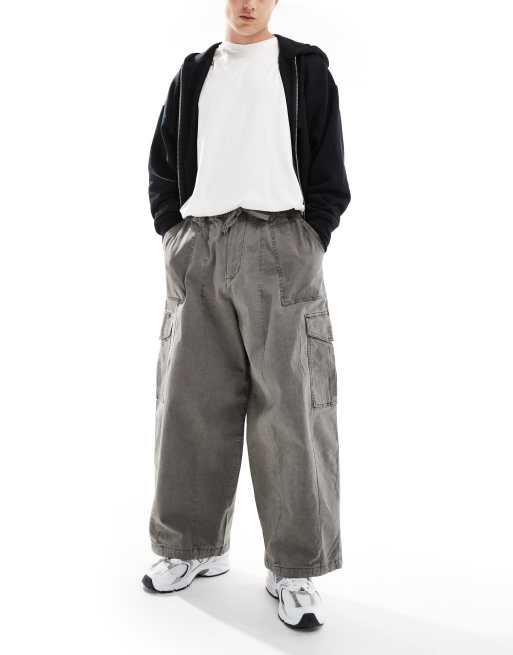 Pull&Bear Pantalon ultra baggy Gris ASOS