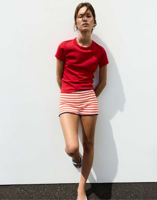 Pull&Bear - Pantaloncini a coste multicolore a righe