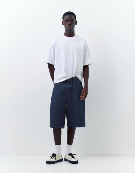 Pull&Bear - Pantaloncini bermuda skater in denim color blu navy - view 1