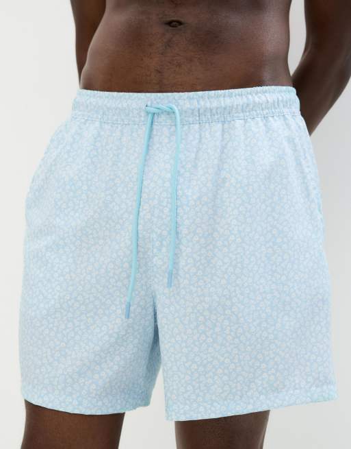 Pull&Bear - Pantaloncini da bagno blu con fiori