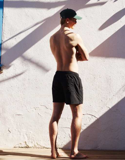 Pull&Bear - Pantaloncini da bagno neri con elastico in vita, 2 di 4