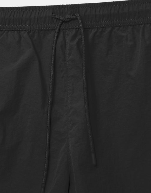 Pull&Bear - Pantaloncini da bagno neri con elastico in vita, 3 di 4
