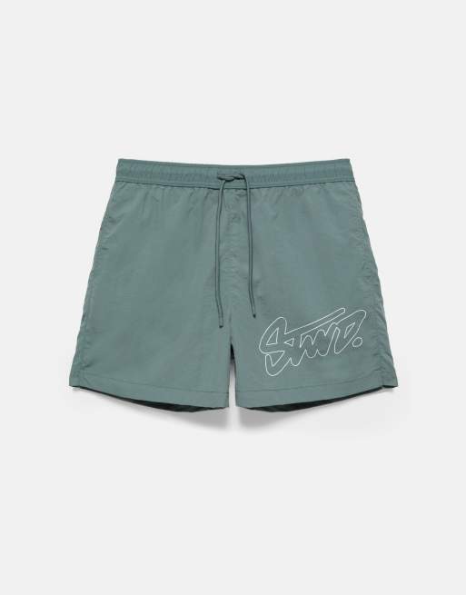 Pull&Bear pantaloncini da surf verdi, 2 di 4
