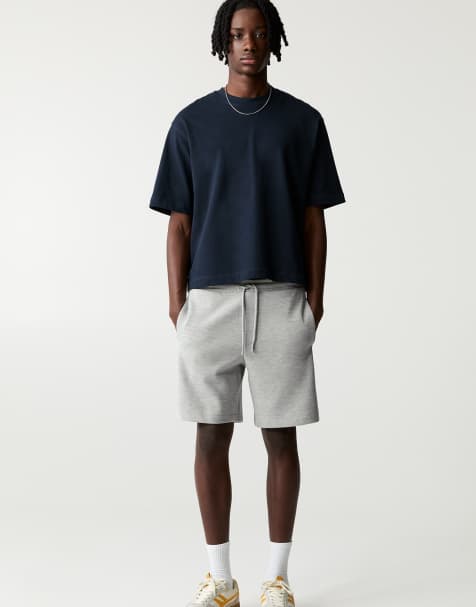 Pull&Bear - Pantaloncini joggers stile bermuda in piqué grigio mélange - view 1
